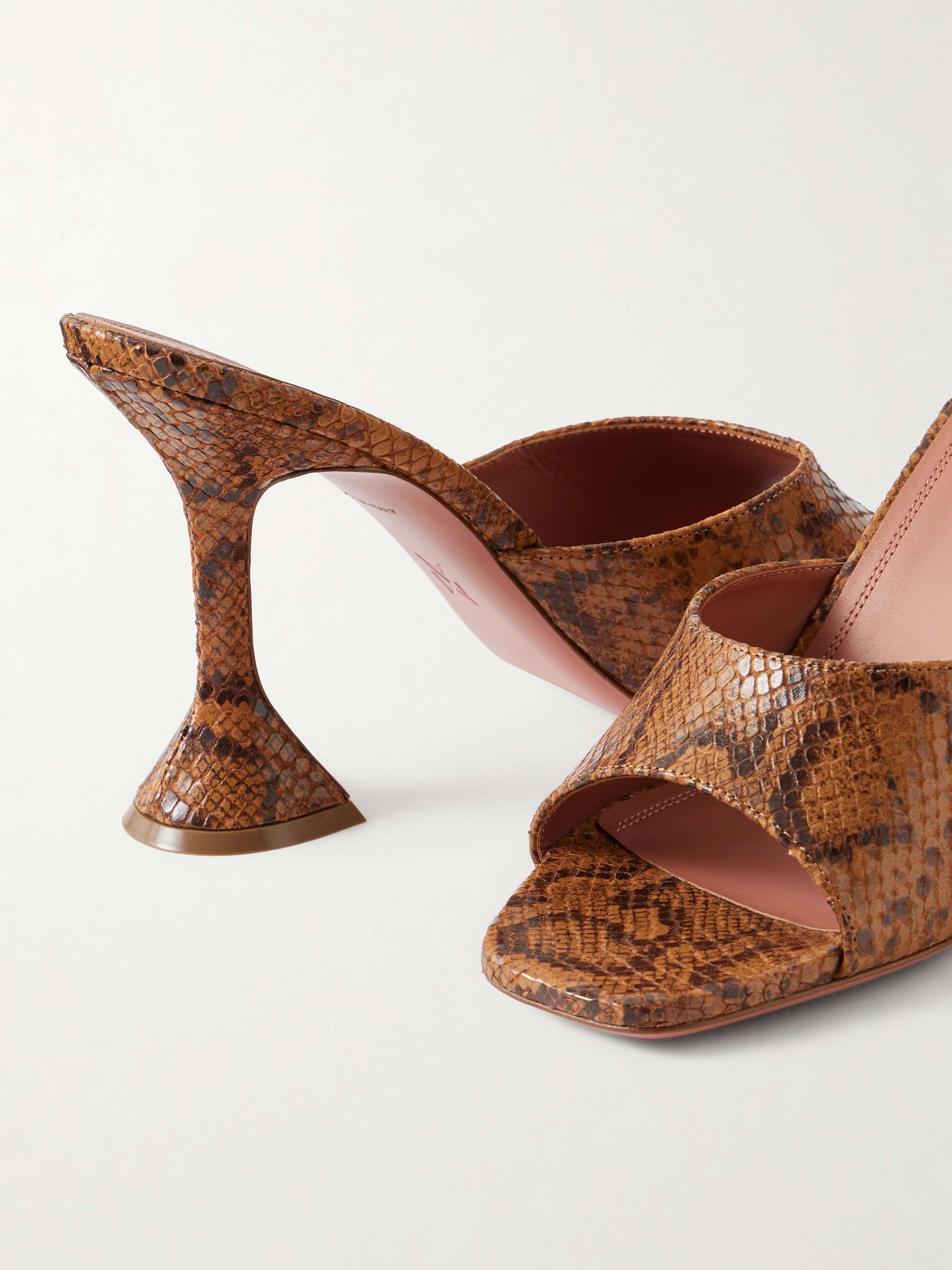 AMINA MUADDI Lupita 95 snake-effect leather mules | NET-A-PORTER