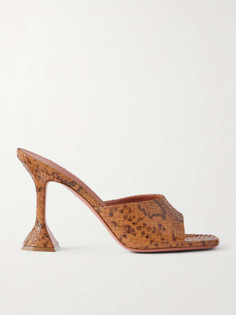 Amina Muaddi Lupita 95 Snake-effect Leather Mules