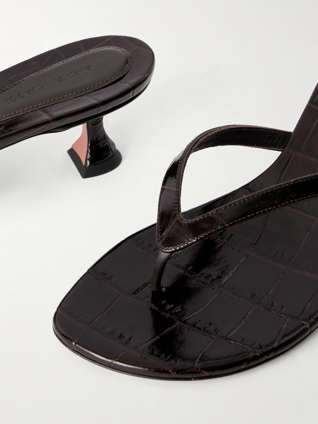 Juliette 45 Croc-Effect Leather Thong Sandals