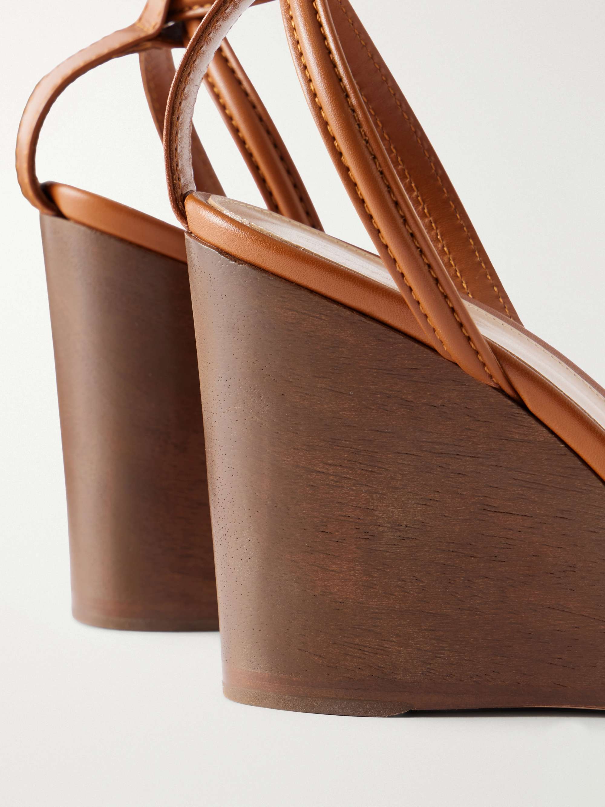 GIANVITO ROSSI 85 leather wooden wedge sandals | NET-A-PORTER