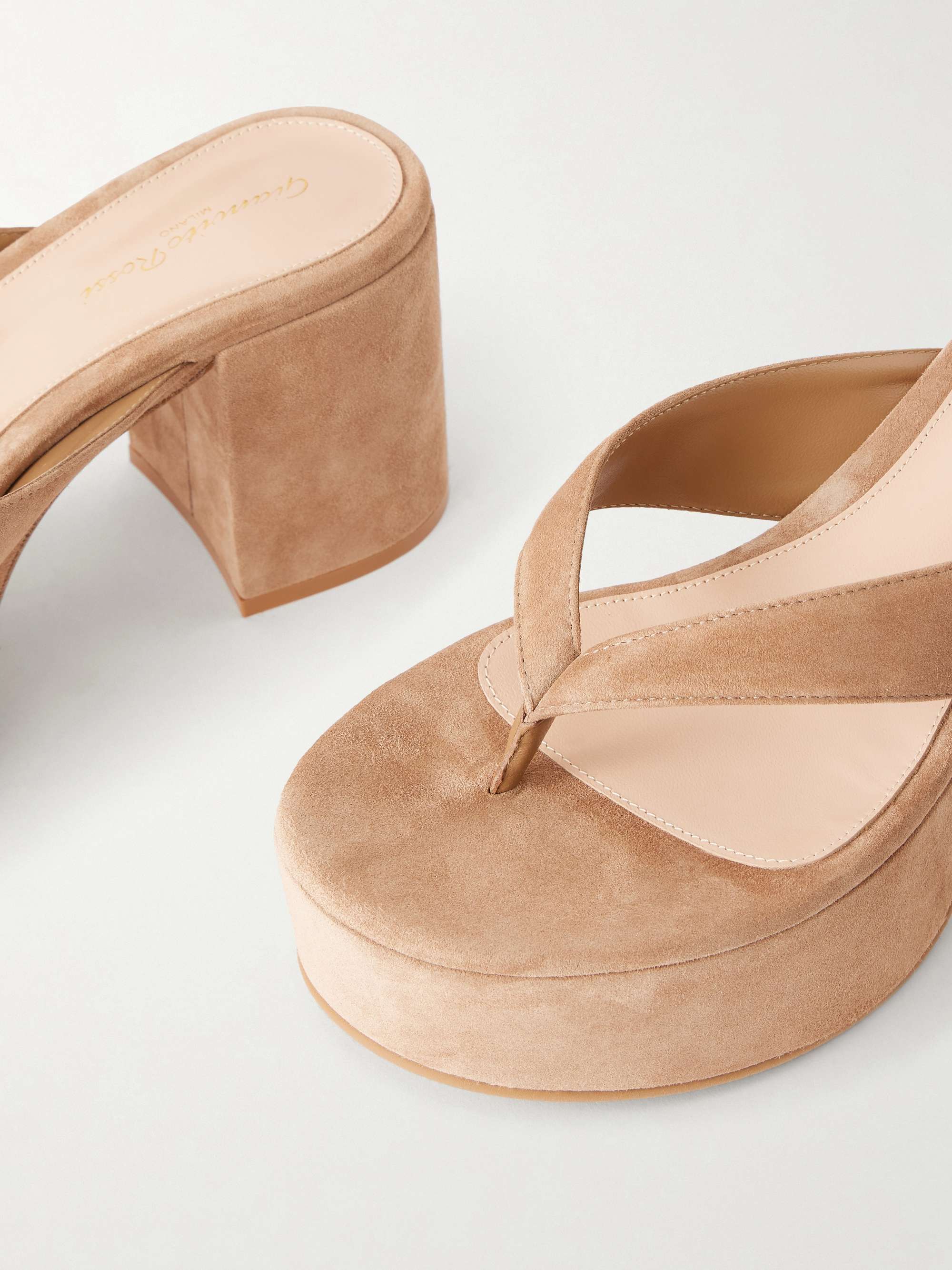 GIANVITO ROSSI 35 suede platform thong sandals | NET-A-PORTER