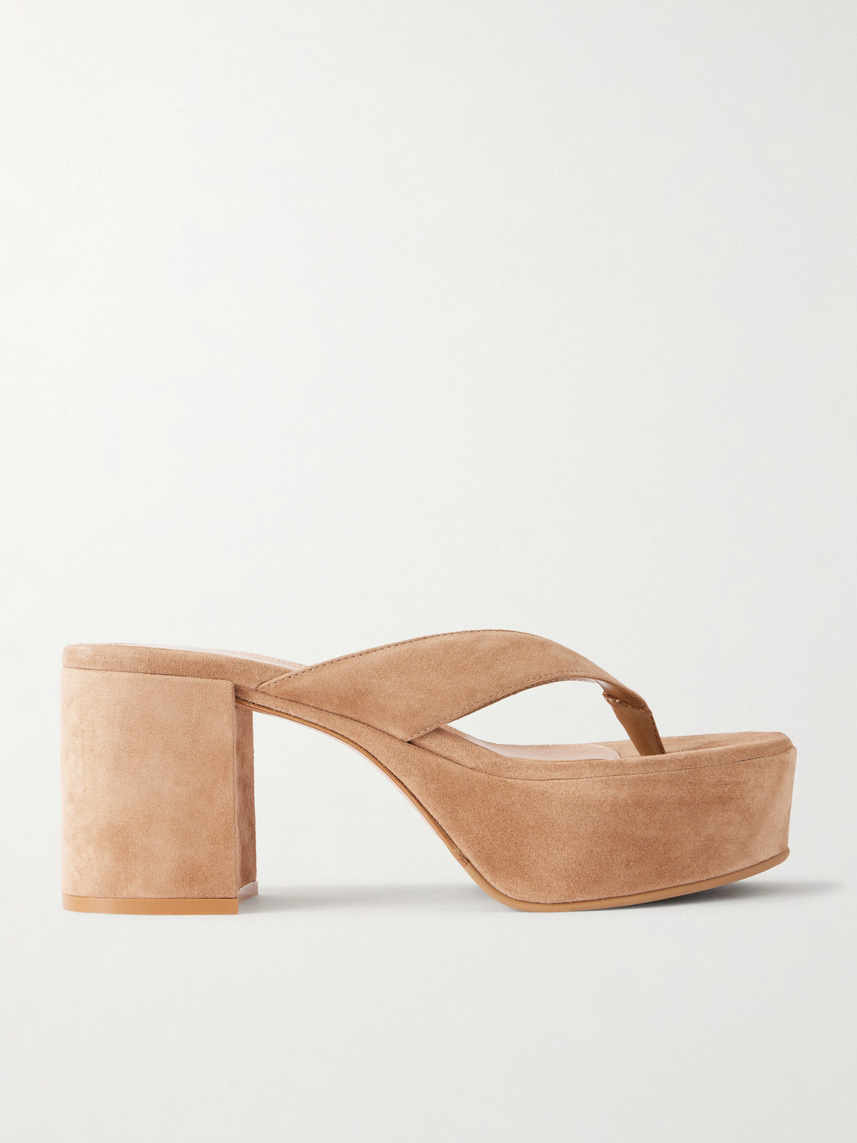 Gianvito Rossi 35 Suede Platform Thong Sandals In Brown