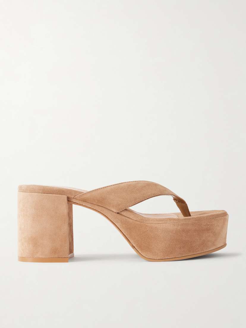 Gianvito Rossi 35 Suede Platform Thong Sandals