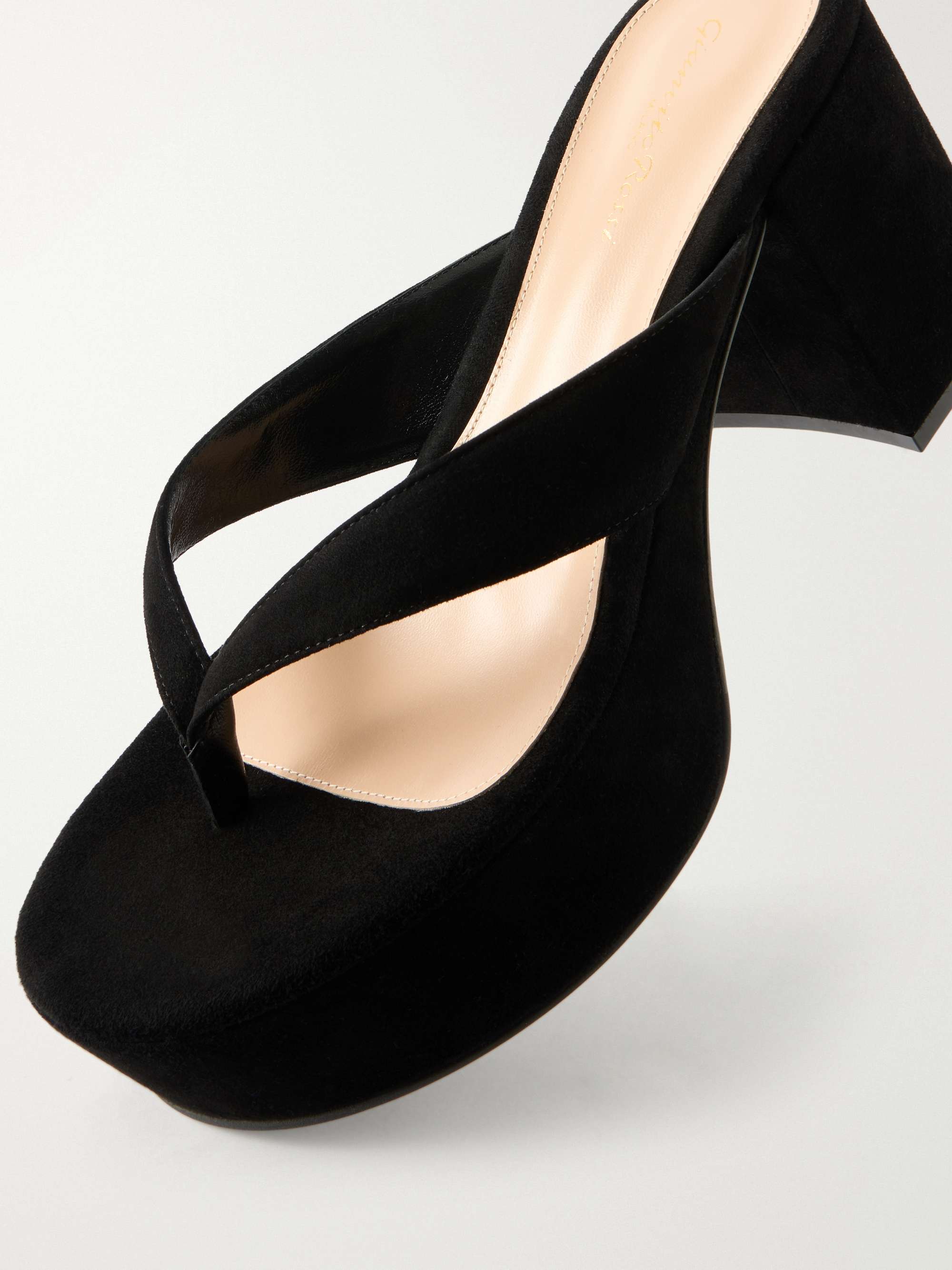 GIANVITO ROSSI 35 suede platform thong sandals | NET-A-PORTER