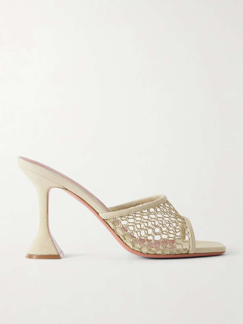 Amina Muaddi Lupita 95 Mesh Suede Sandals