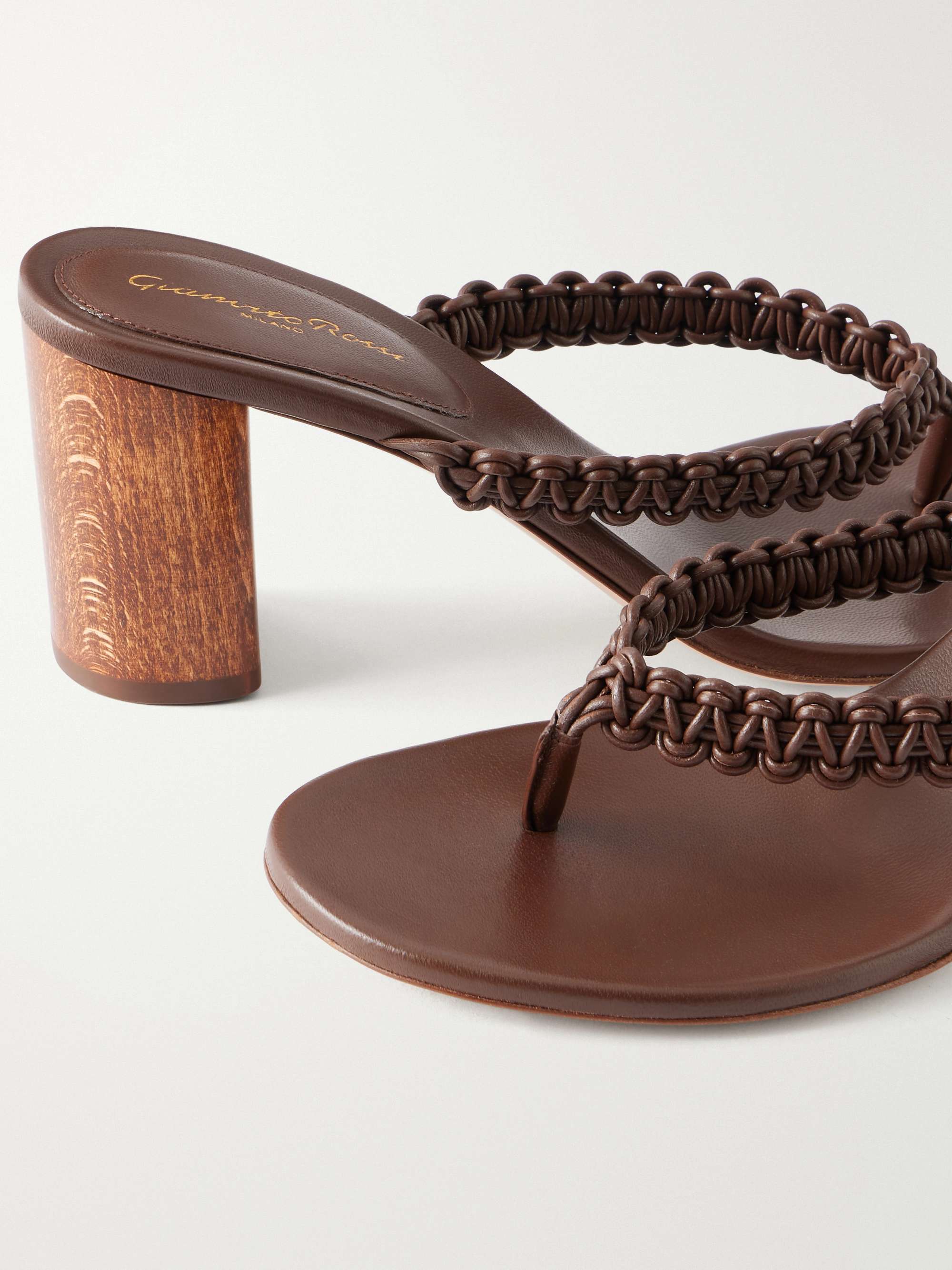 GIANVITO ROSSI 70 woven leather thong sandals | NET-A-PORTER