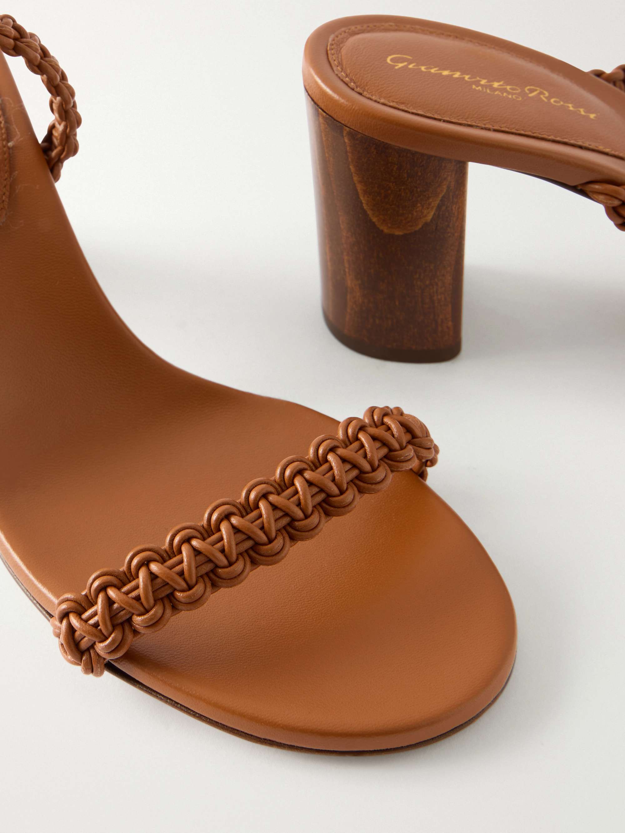 GIANVITO ROSSI 70 braided leather sandals | NET-A-PORTER