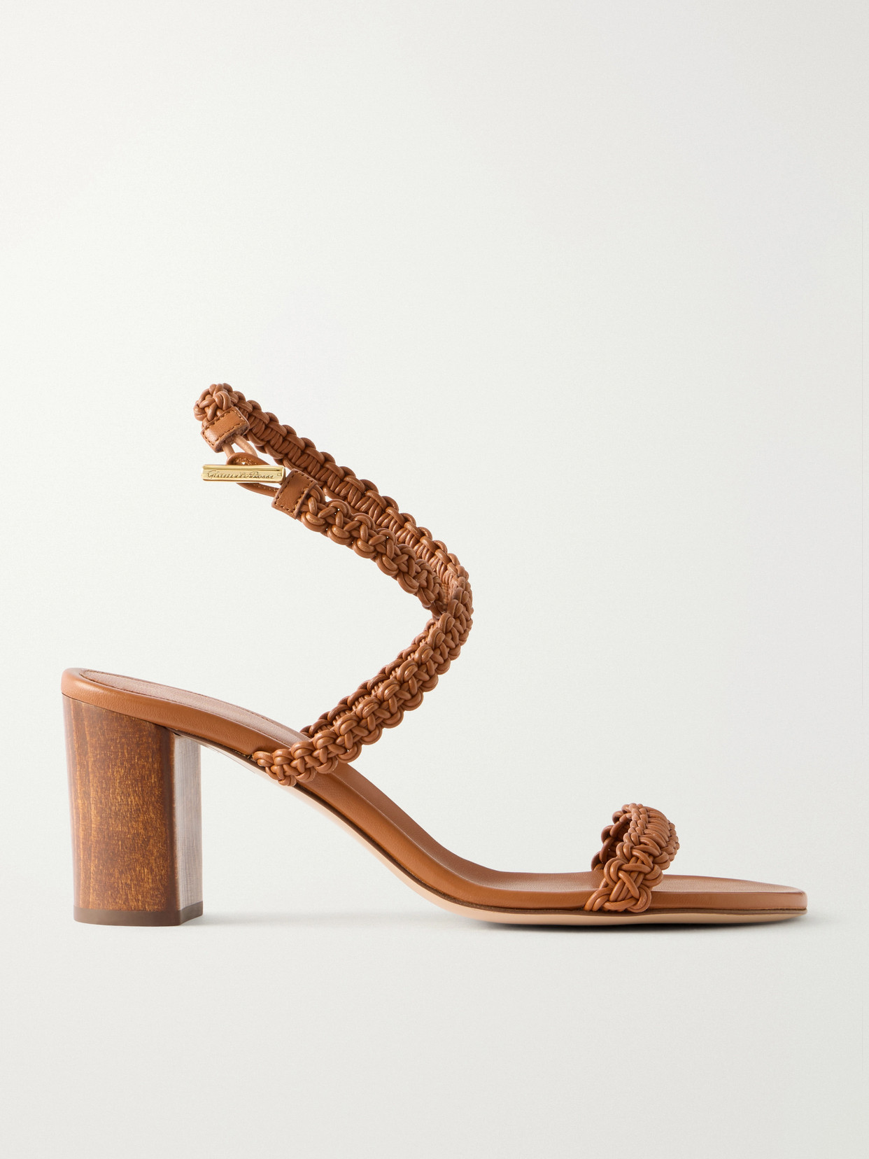 Gianvito Rossi 70 Braided Leather Sandals In Brown