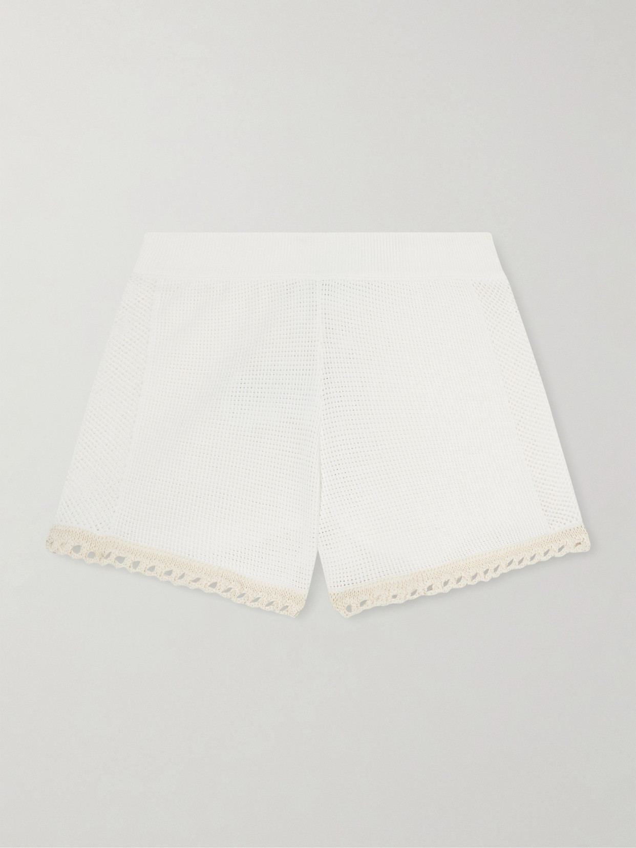Stella Mccartney Crochet-trimmed Cotton Shorts In White