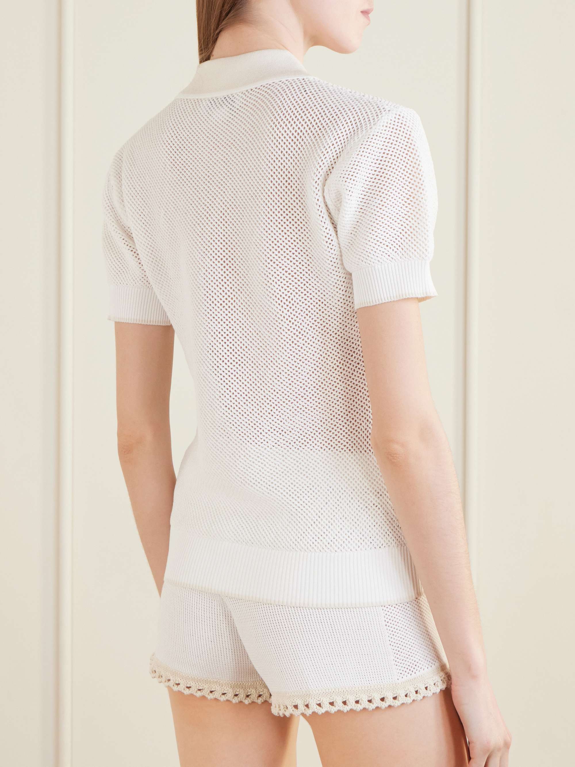 STELLA MCCARTNEY Open-knit cotton polo shirt | NET-A-PORTER