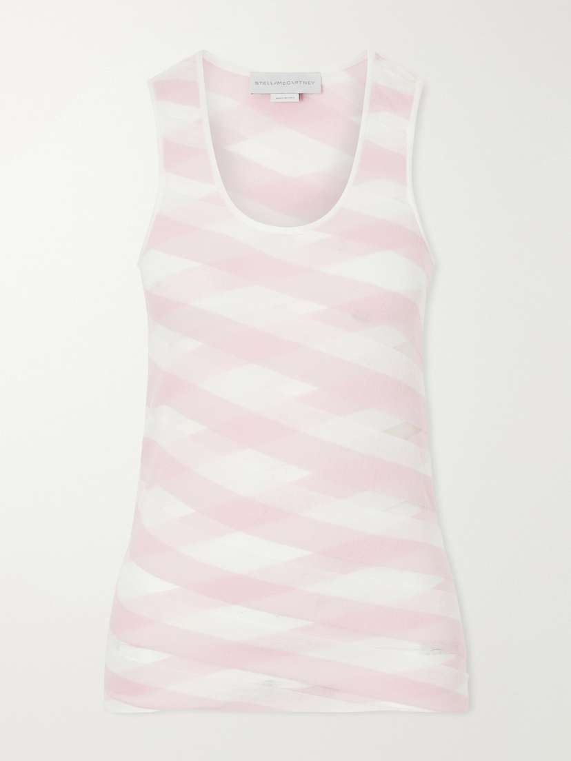 Stella McCartney Striped Mesh-paneled Cotton-blend Tank Top