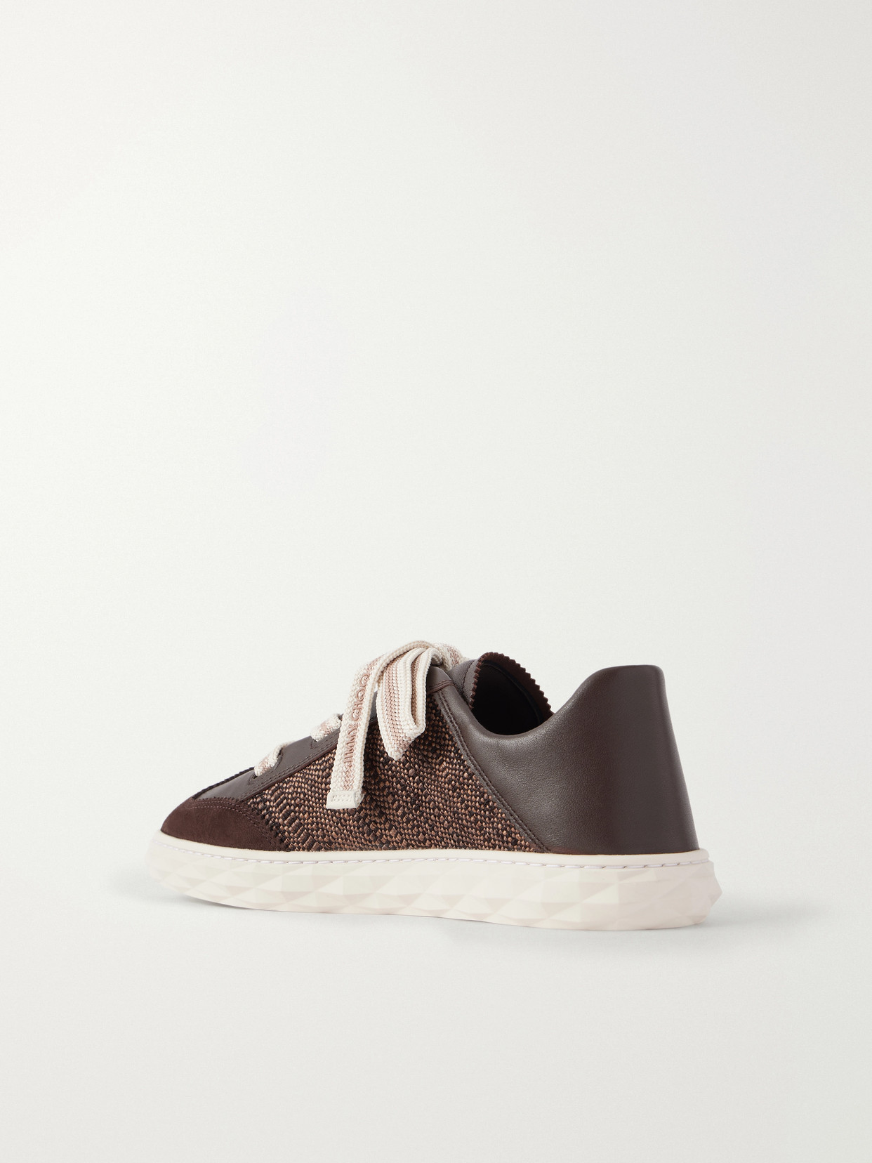 Diamond Light Flex Leather And Raffia Lace-Up Sneakers