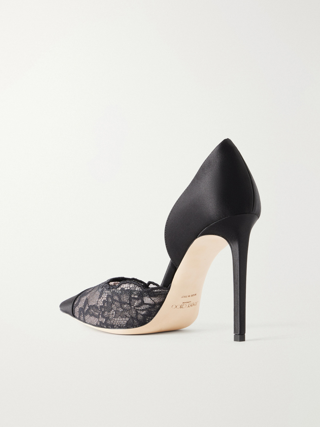 Brigitte 100 Satin-Trimmed Lace Pumps