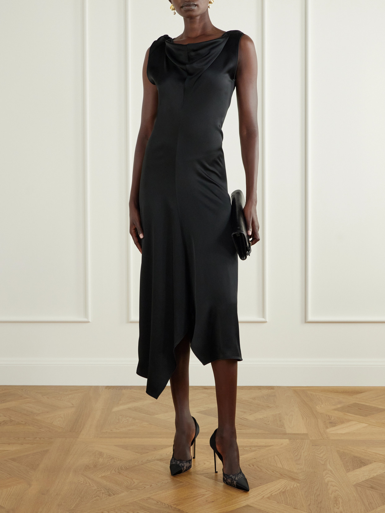 Brigitte 100 Satin-Trimmed Lace Pumps