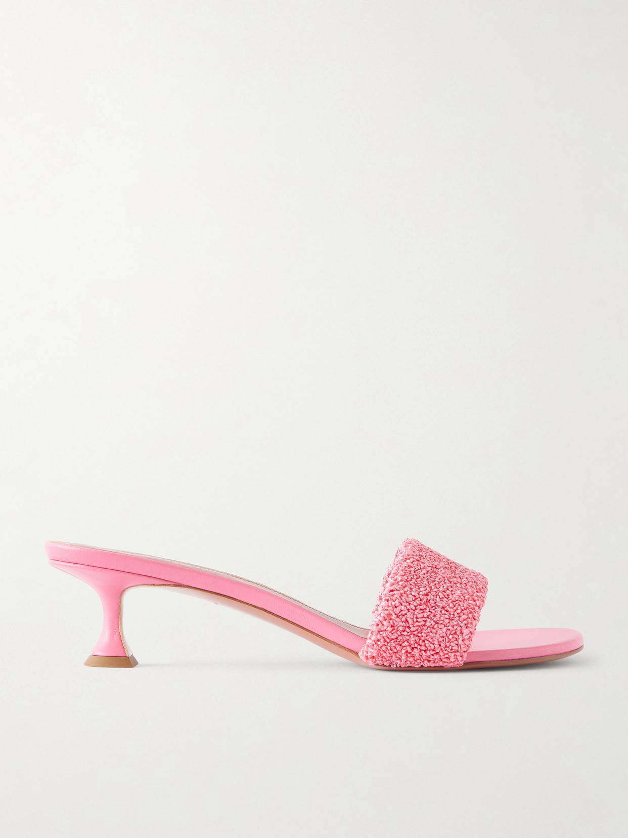 Amina Muaddi Andreea 45 Raffia Mules In Pink