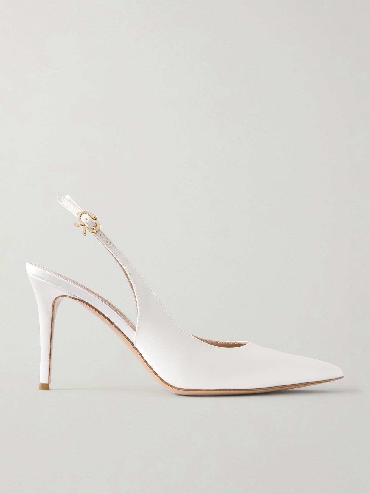 Gianvito Rossi Ribbon 85 Satin Slingback Pumps In White