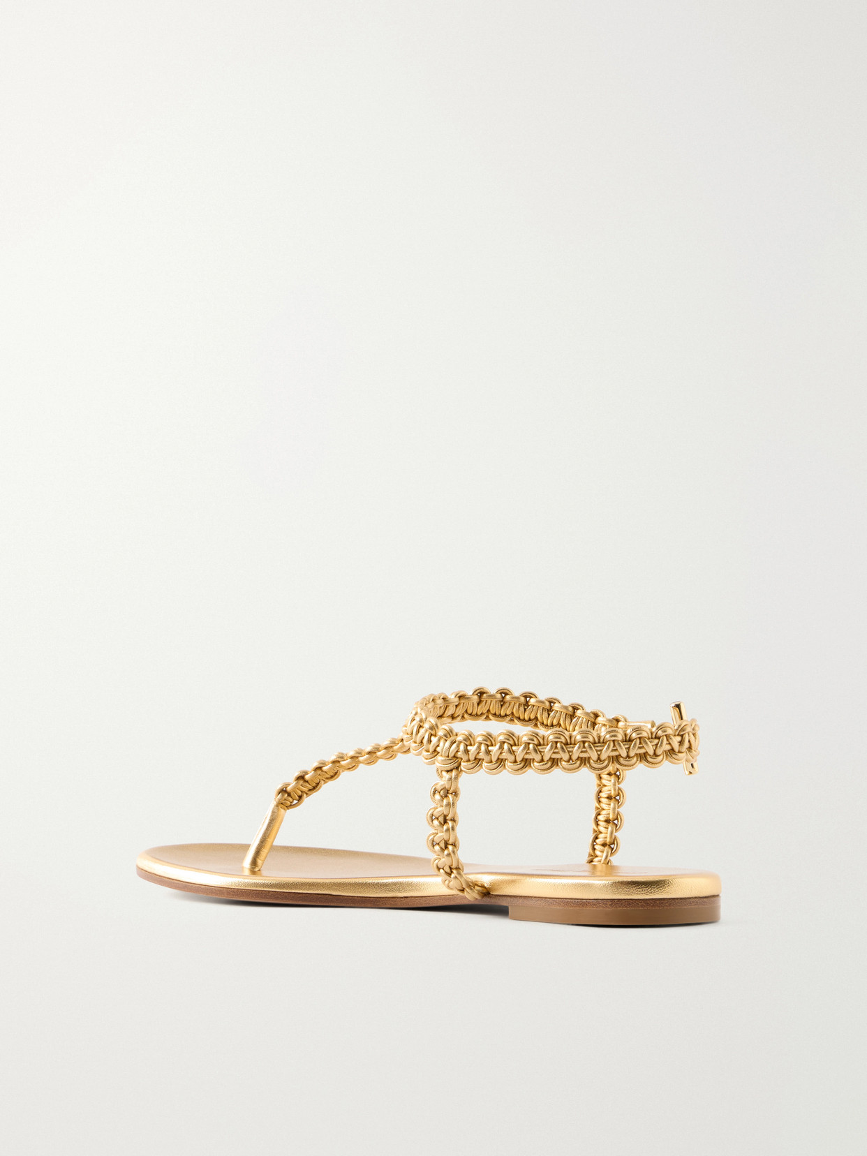 Woven Metallic Leather Thong Sandals