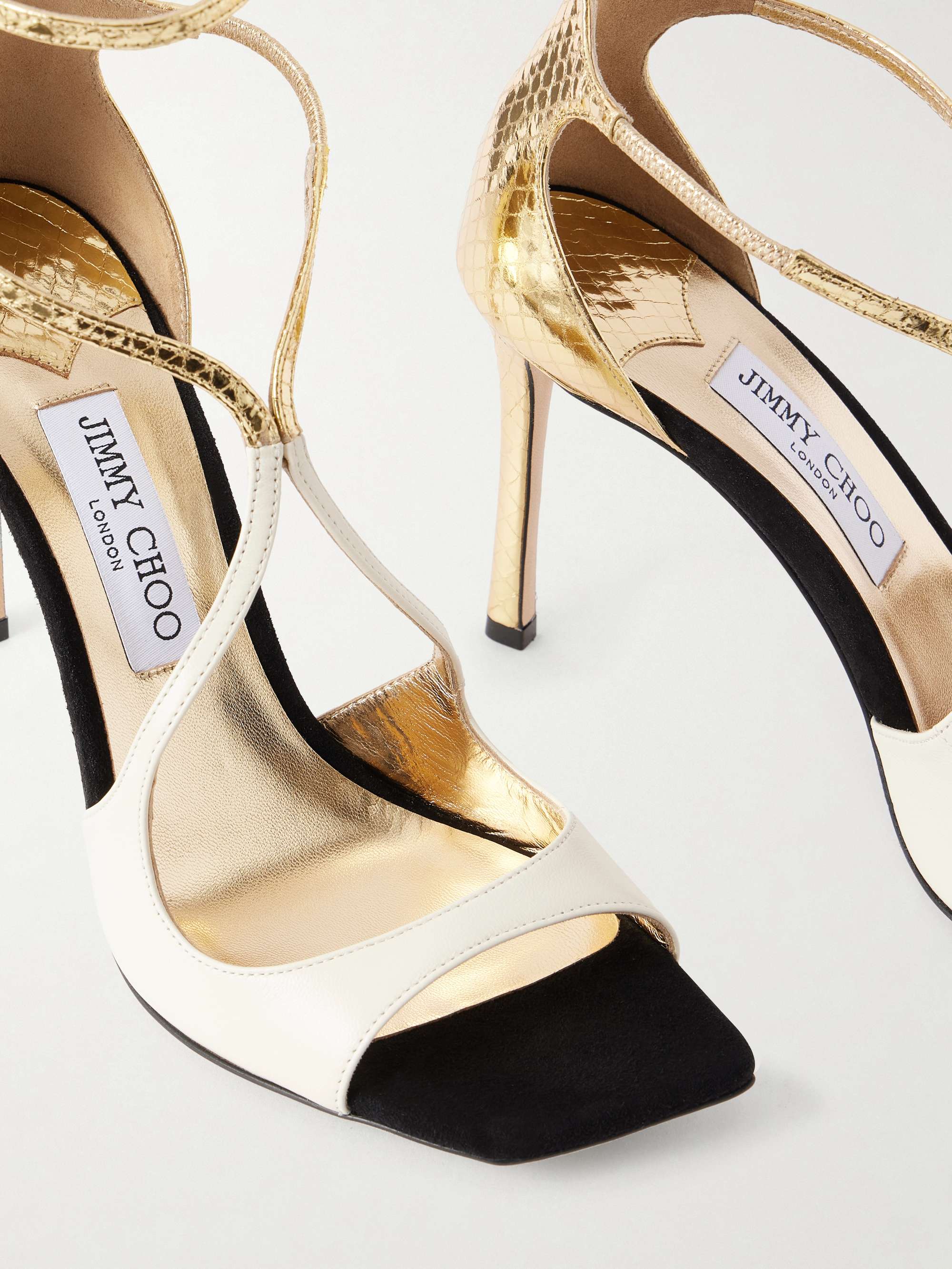 JIMMY CHOO Azia 95 metallic leather sandals | NET-A-PORTER