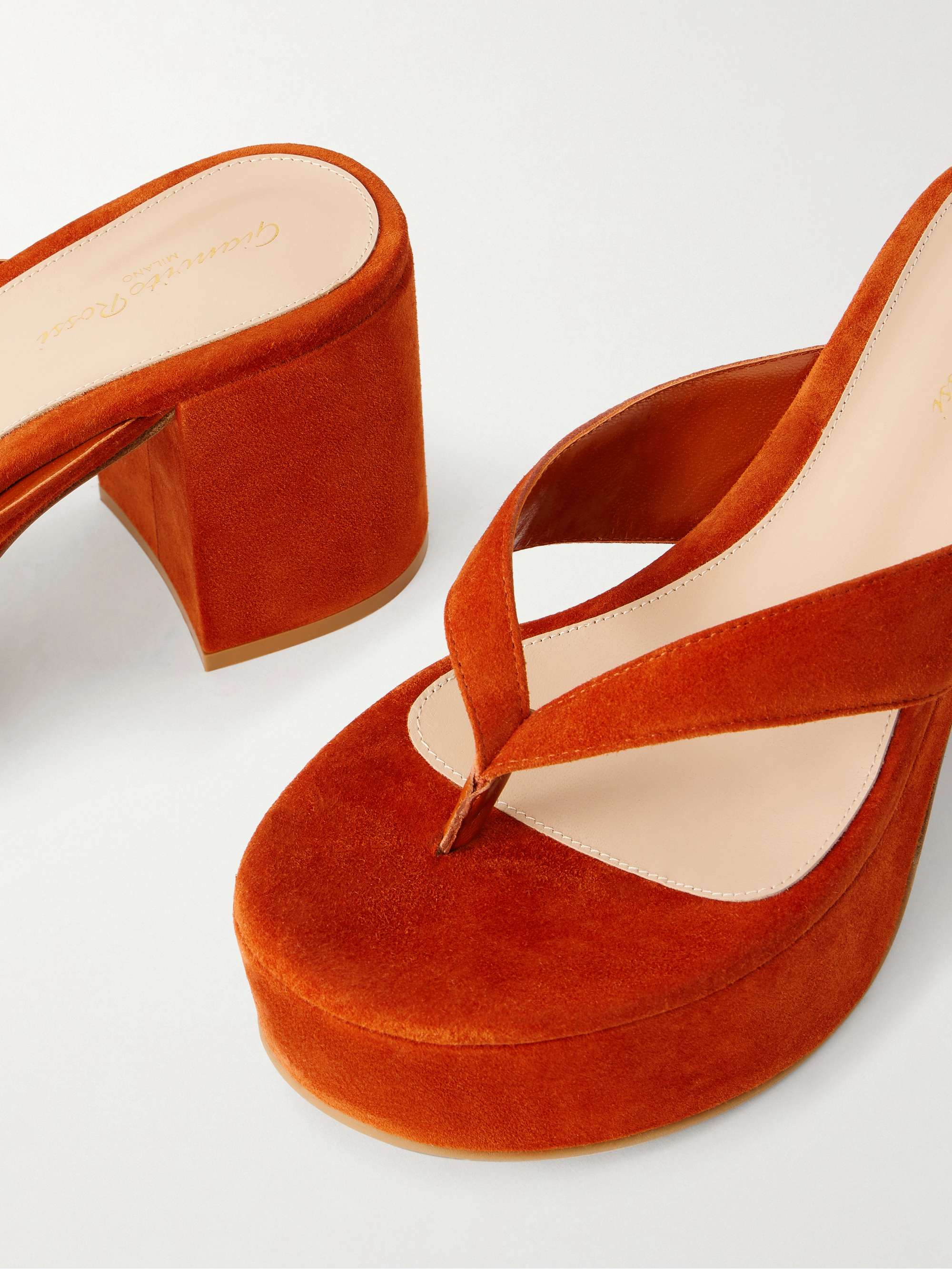 GIANVITO ROSSI 35 suede platform thong sandals | NET-A-PORTER