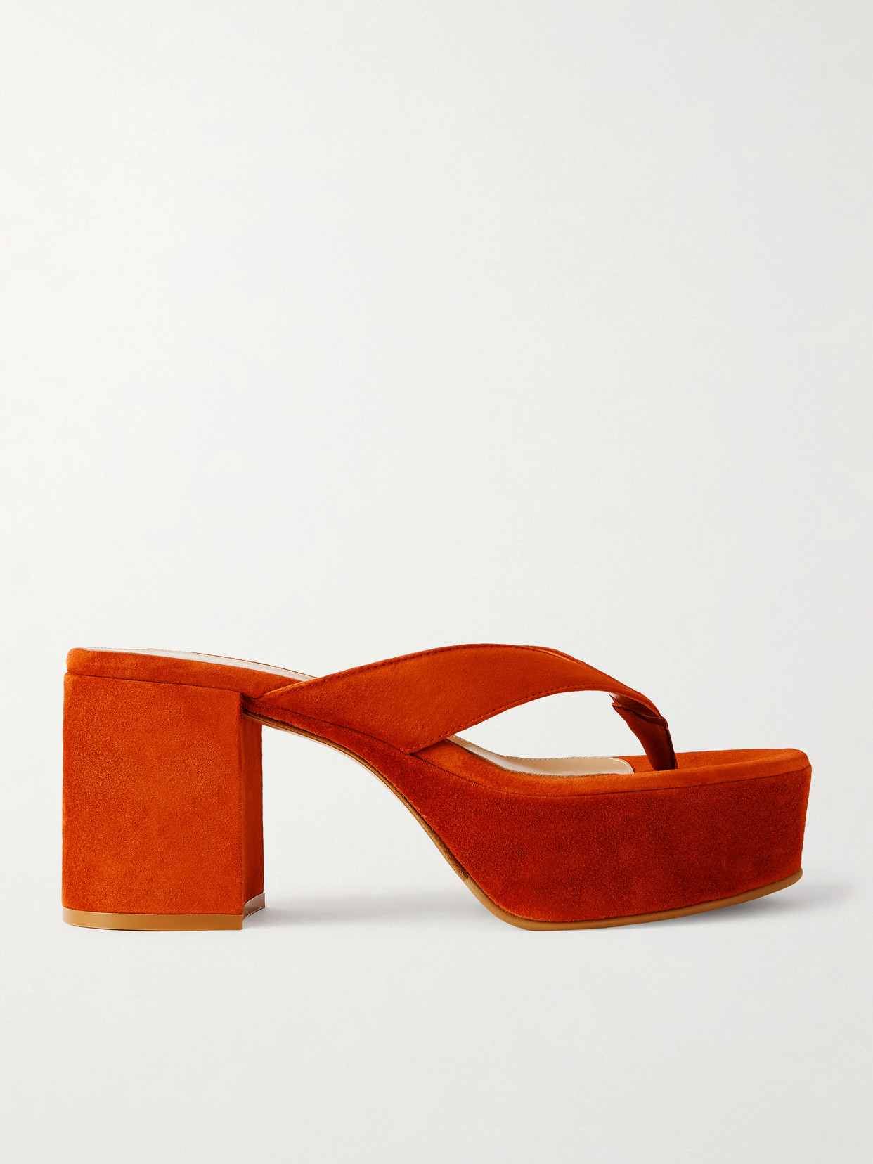 Gianvito Rossi 35 Suede Platform Thong Sandals In Red
