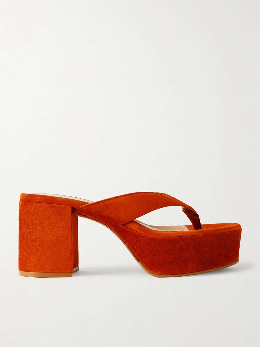 Gianvito Rossi 35 Suede Platform Thong Sandals