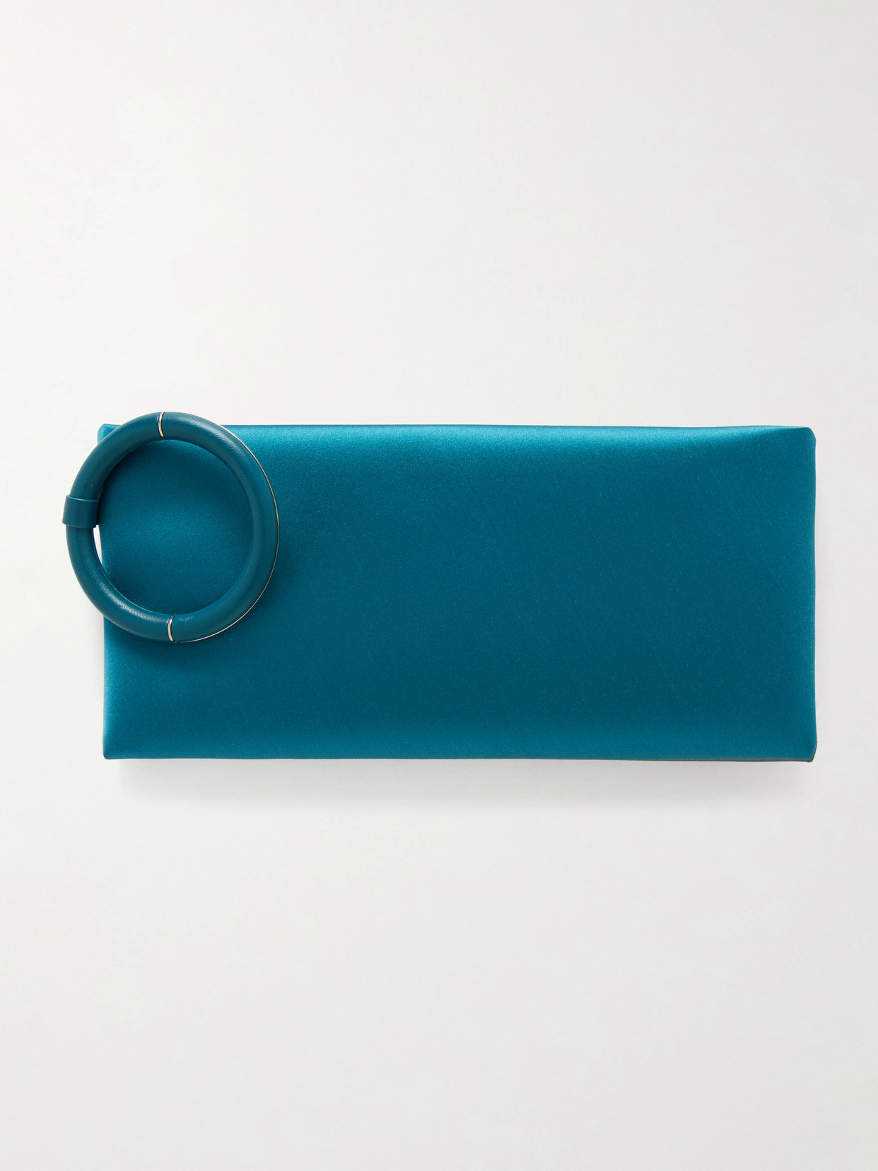 Tom Ford Leather-trimmed Satin Clutch In Blue