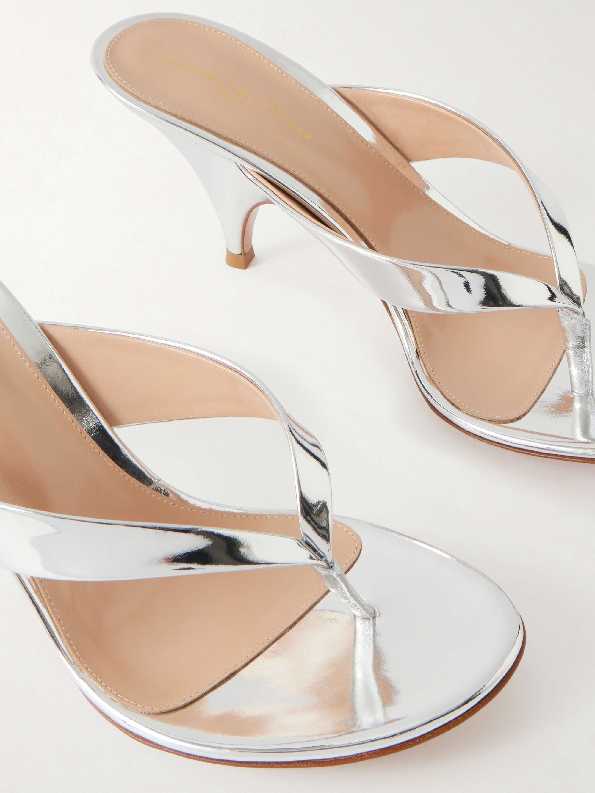 GIANVITO ROSSI Sofia 70 metallic leather thong sandals | NET-A-PORTER