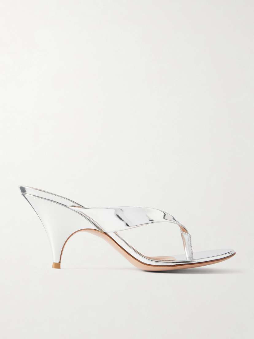 Gianvito Rossi Sofia 70 Metallic Leather Mules