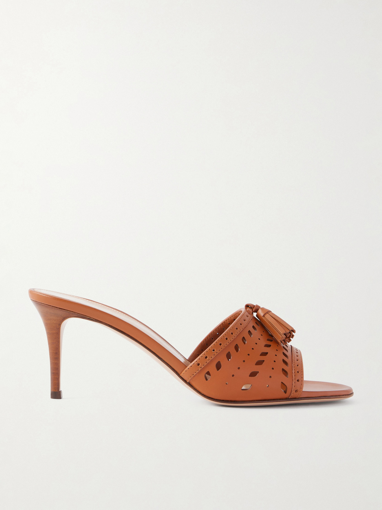 Gianvito Rossi 70 Laser-cut Leather Mules In Brown