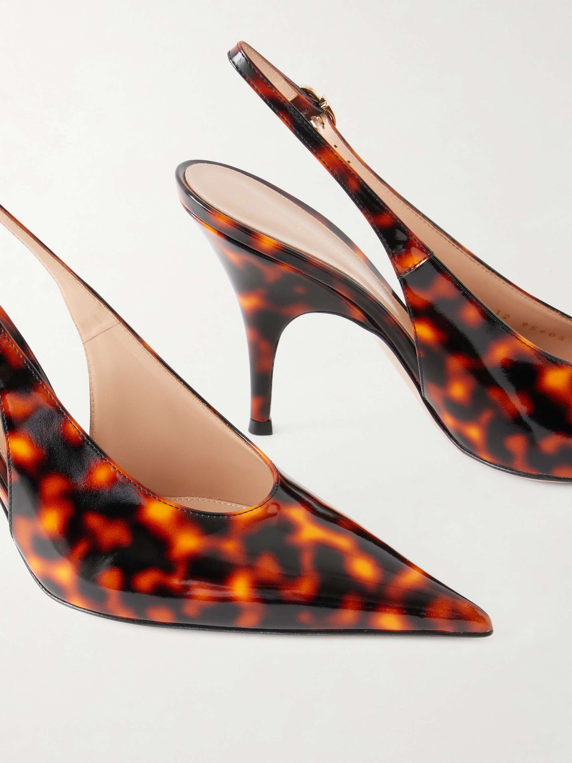 GIANVITO ROSSI Sofia Sling 95 animal-printed patent leather pumps