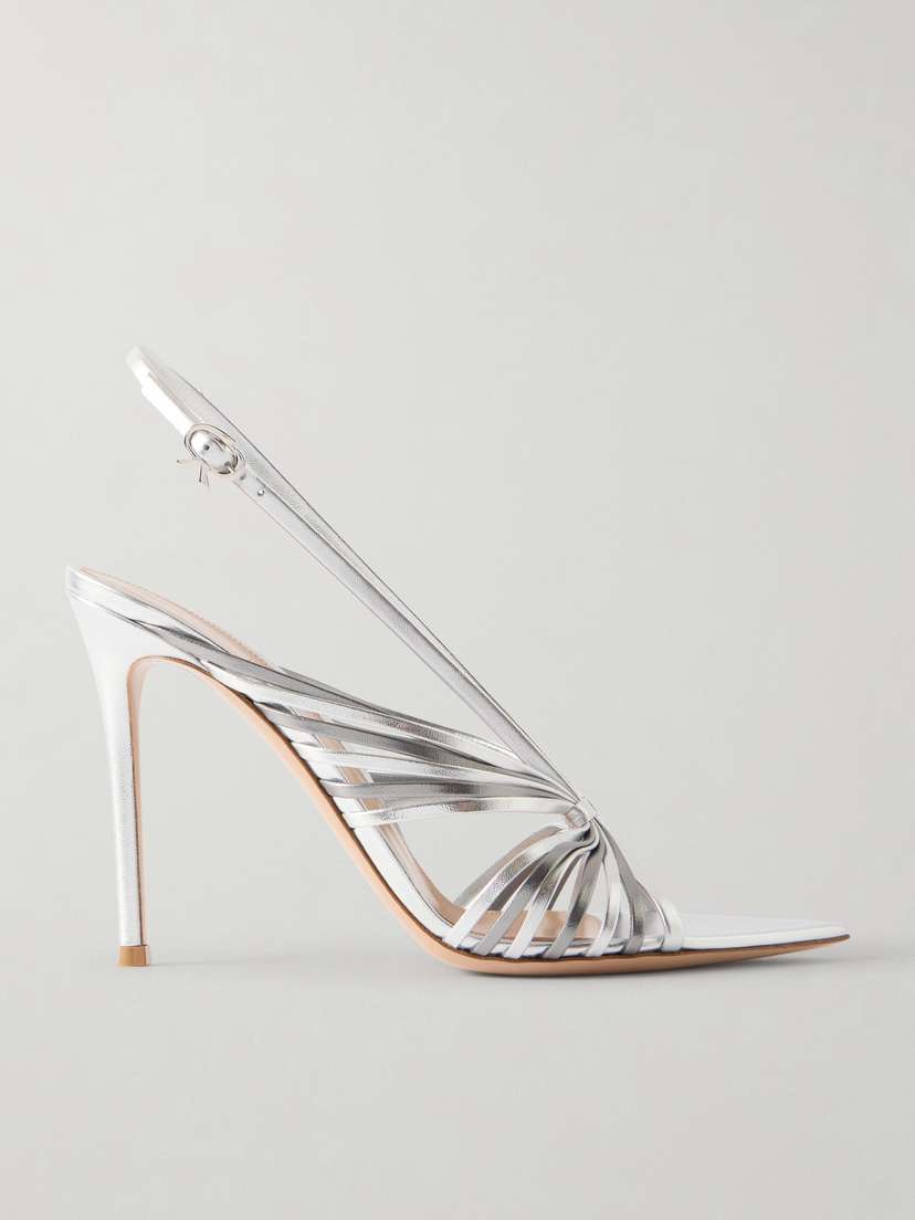 Gianvito Rossi 105 Metallic Leather Slingback Sandals - Women's Shoes