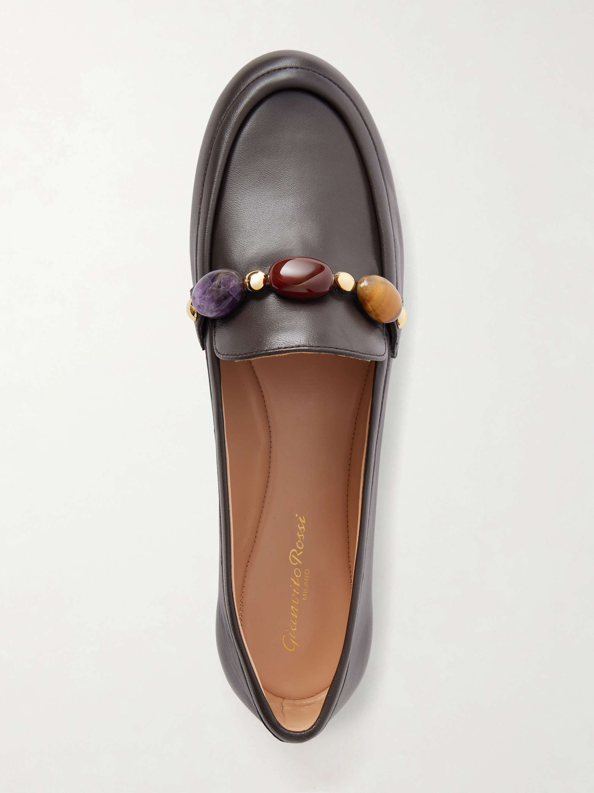 GIANVITO ROSSI Embellished leather loafers | NET-A-PORTER