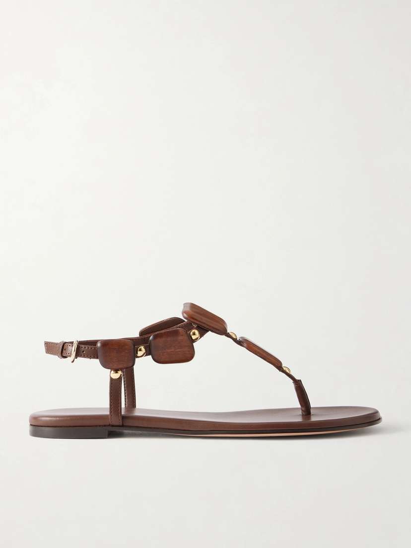 Gianvito Rossi Embellished Leather Flat Sandals
