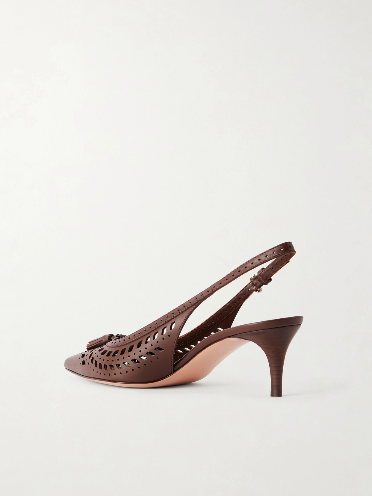 55 Laser-Cut Leather Kitten Heel Slingback