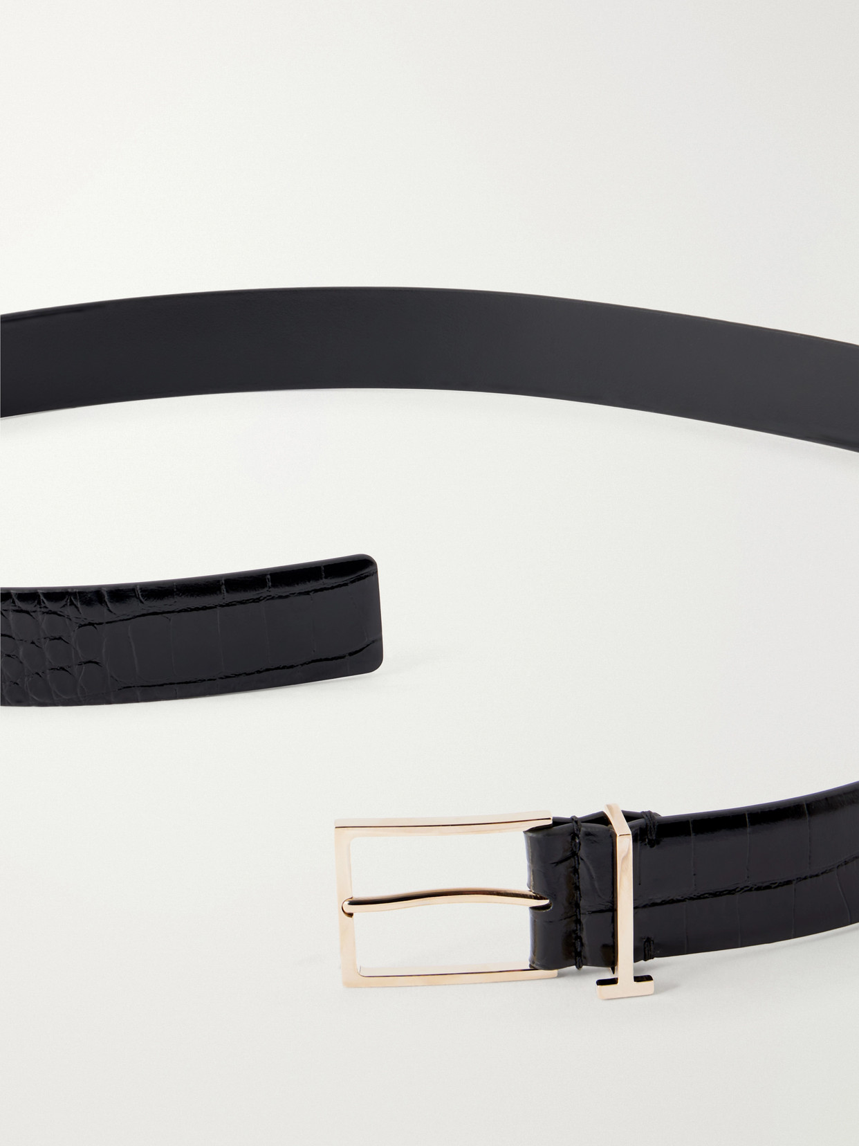 Tom Ford Croc-effect Leather Belt In Black