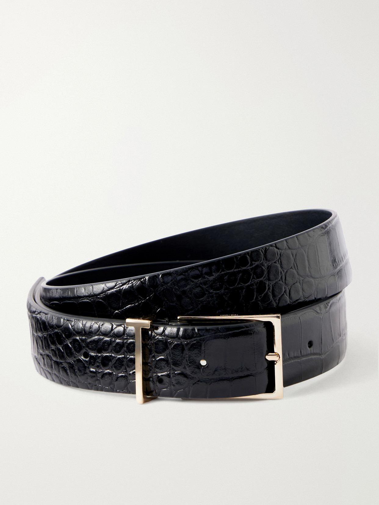 Tom Ford Croc-effect Leather Belt In Black