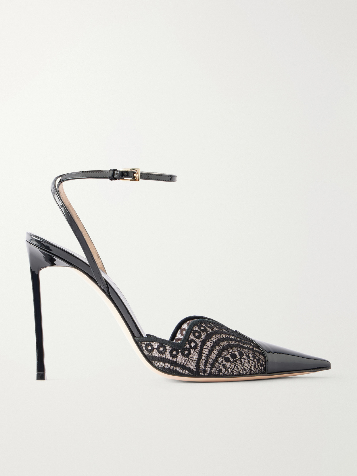 Tom Ford 105 Lace And Patent-leather-trimmed Pumps In Black