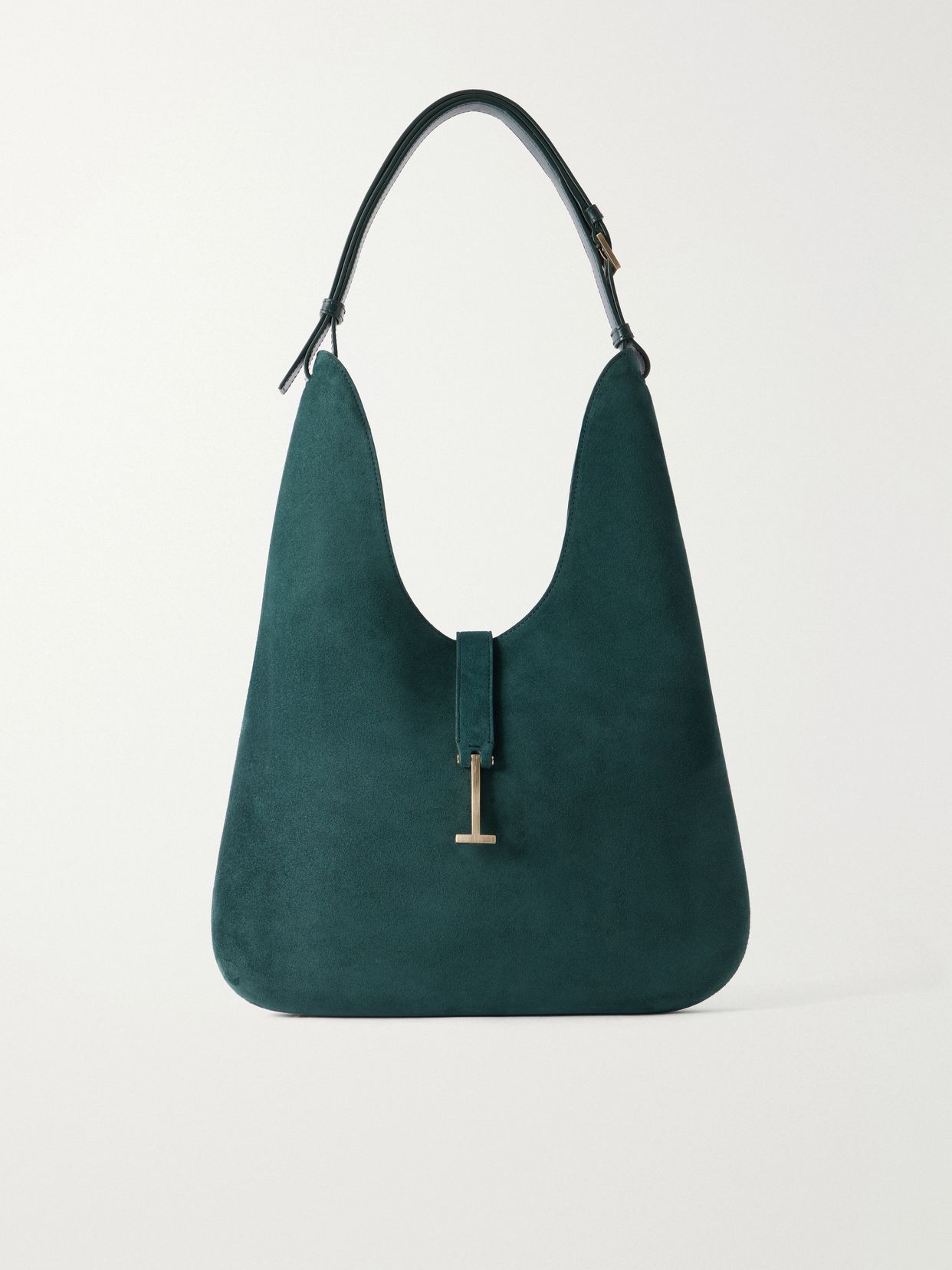 T Embellished Medium Suede Shoulder Bag