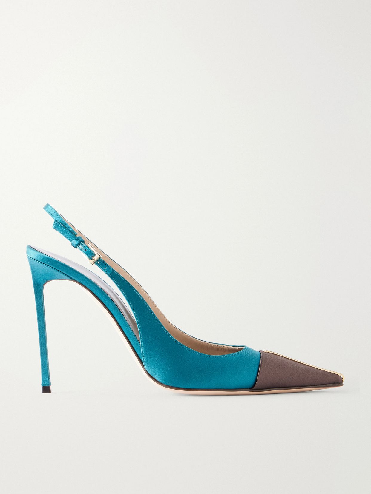 105 crystal embellished satin slingback pumps