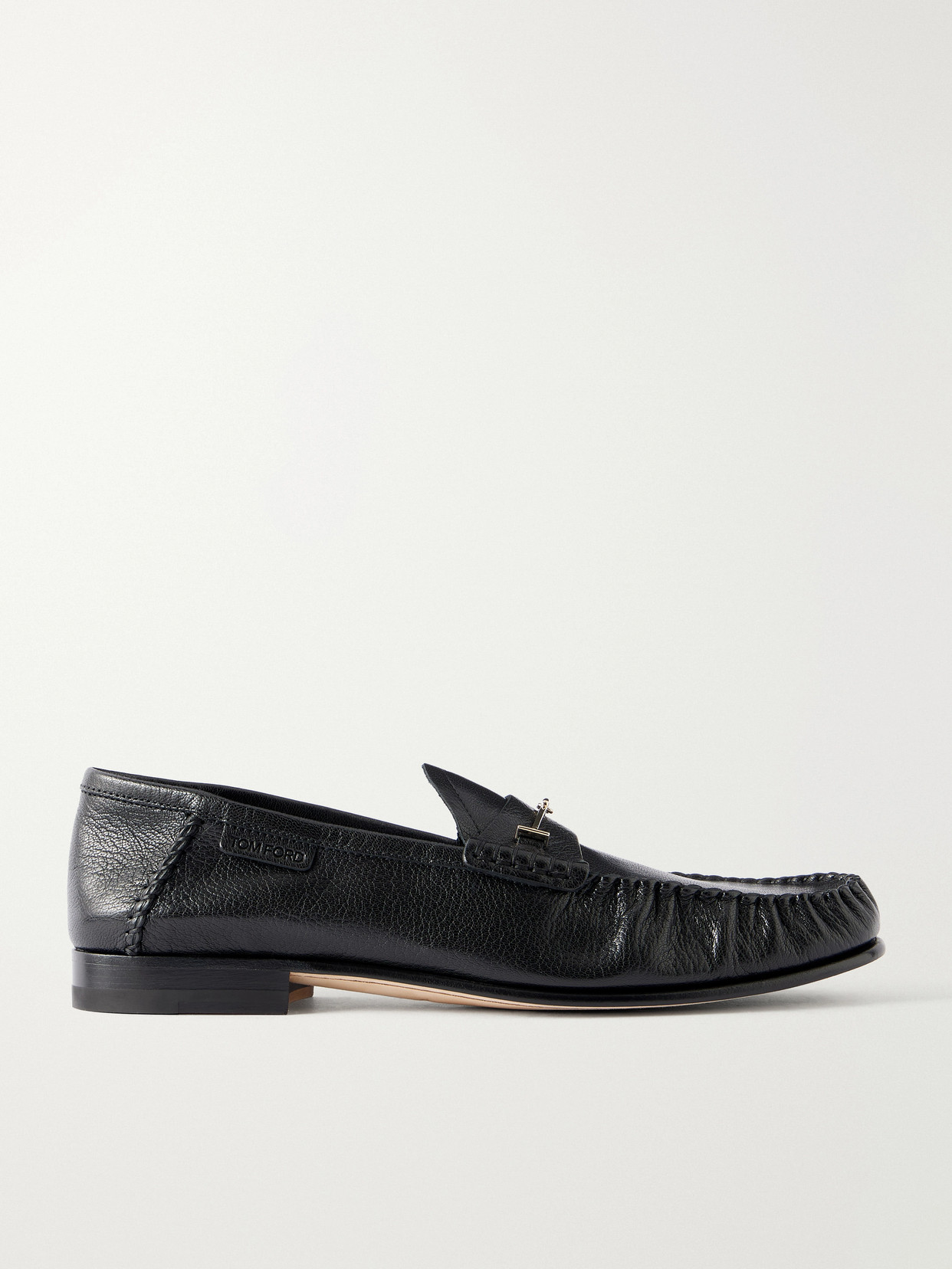 Tom Ford Embellished Leather Loafers In Black