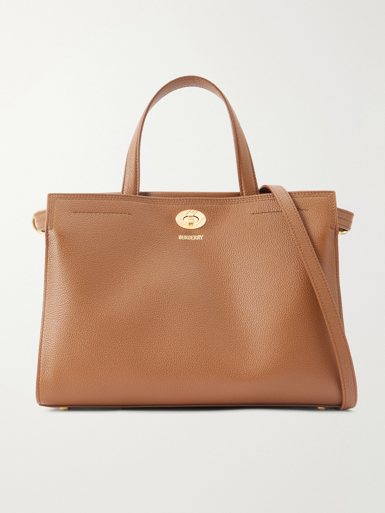 Burberry Cotswolds Small Checked Canvas-trimmed Leather Tote In Brown