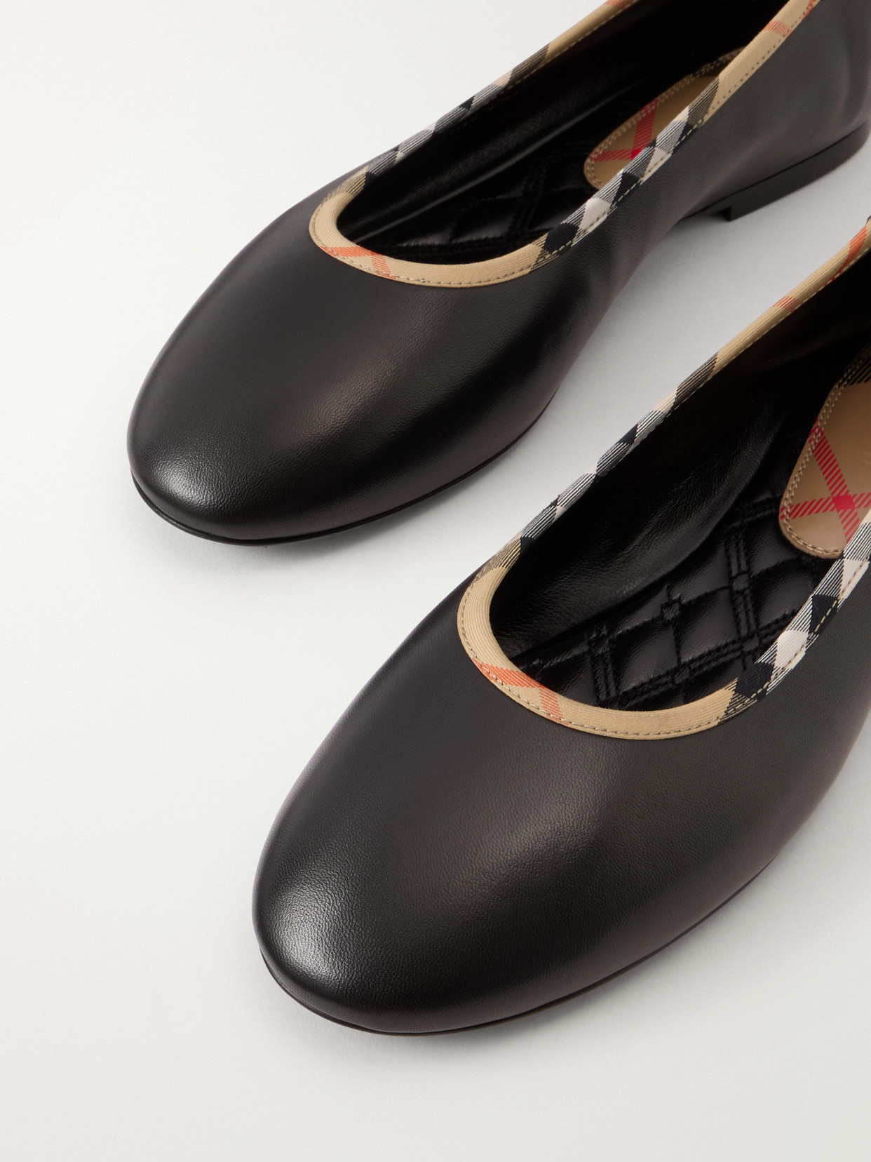 Check-Trimmed Ballet Flats