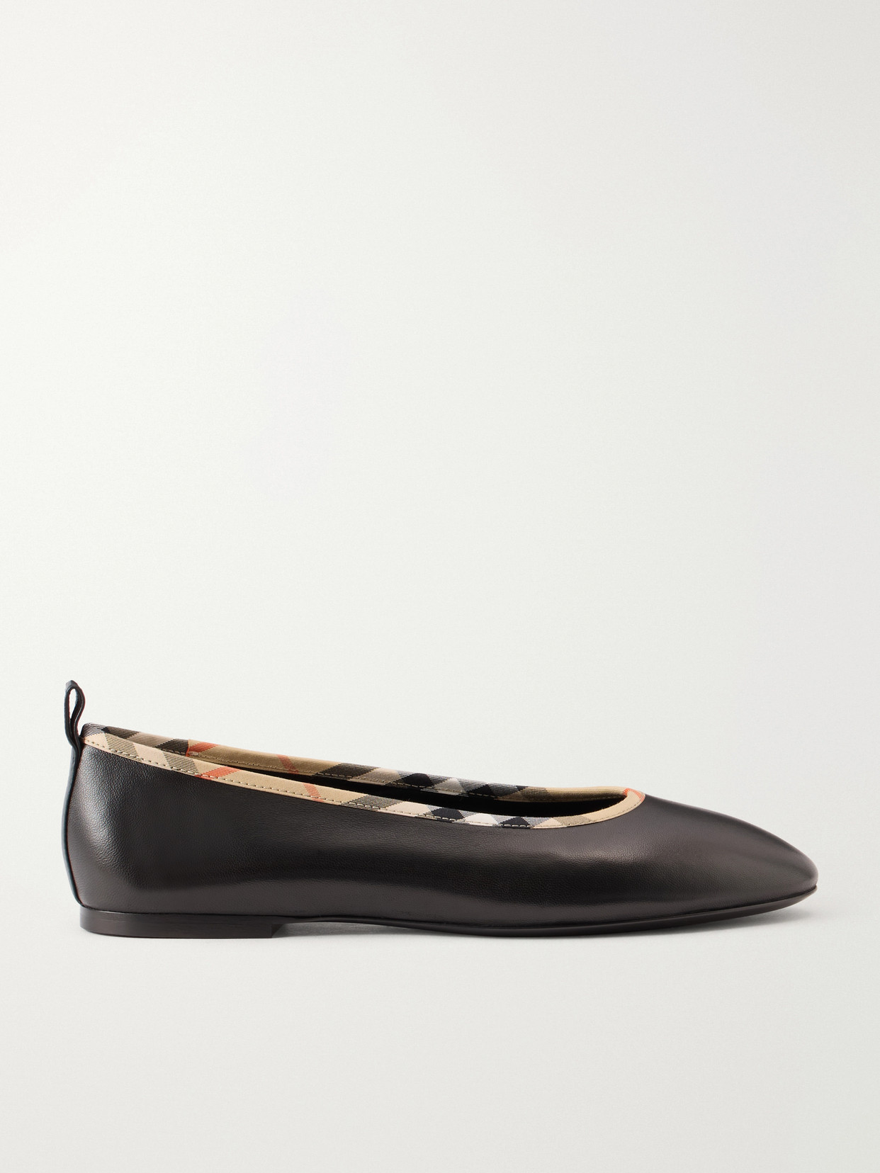 Check-Trimmed Ballet Flats