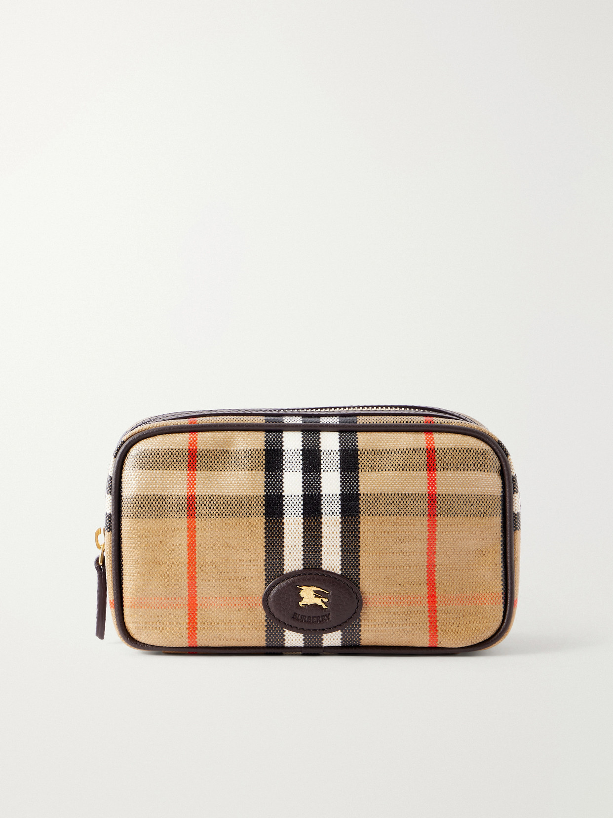 Burberry Leather-trimmed Checked Coated-canvas Pouch