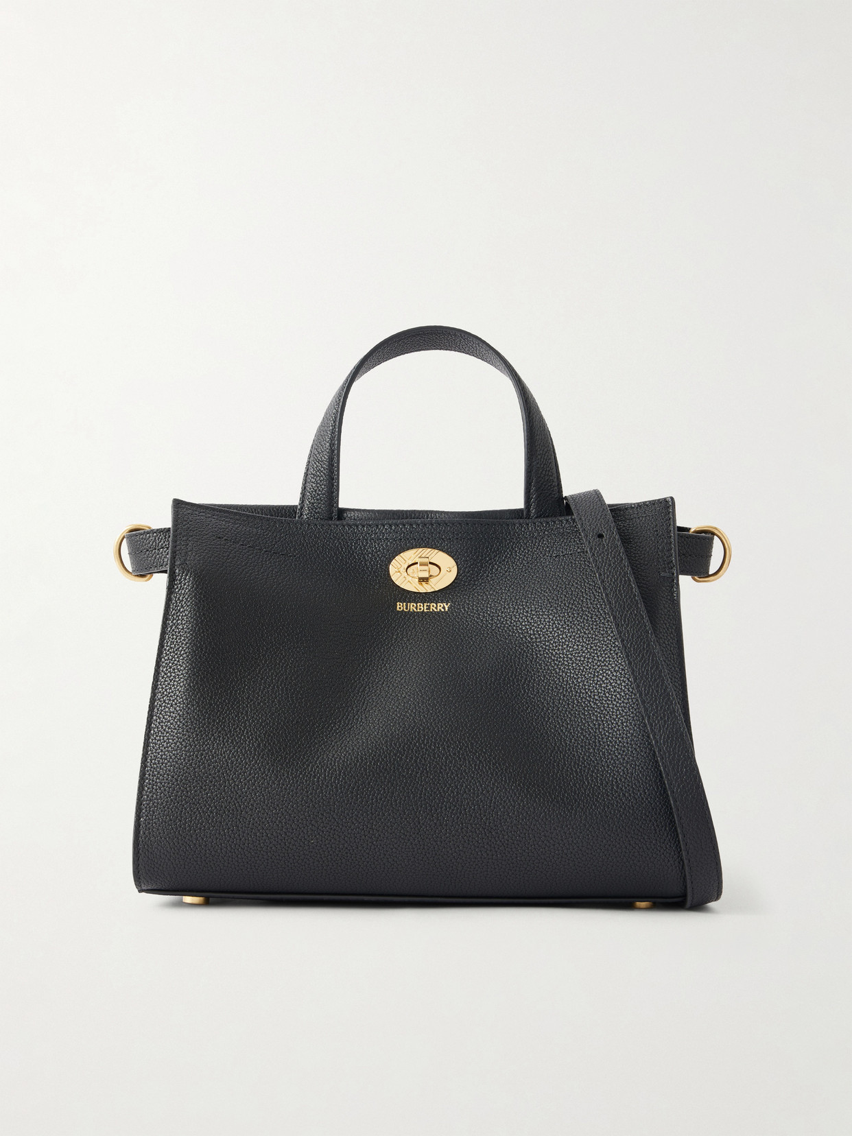 Burberry Cotswolds Mini Checked Canvas-trimmed Leather Tote In Black