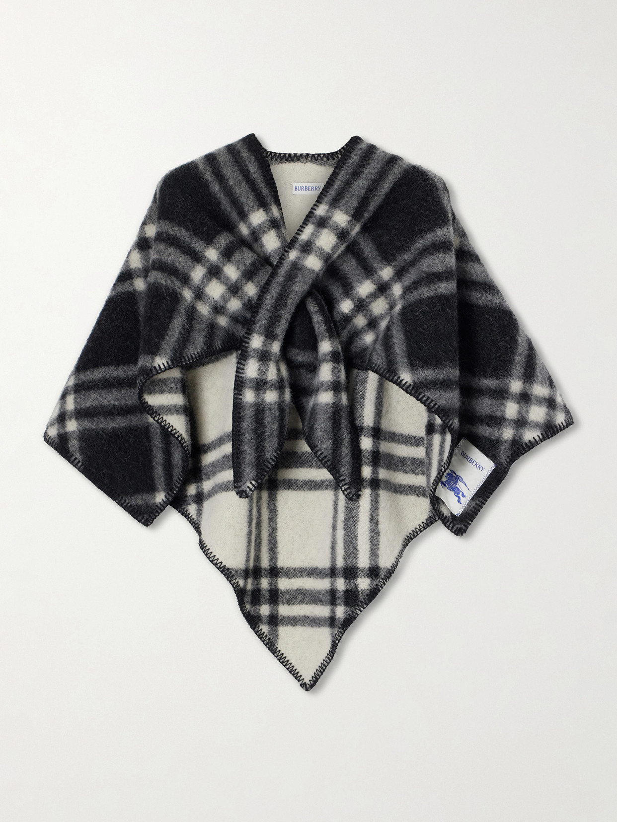 Burberry Checked Wool Scarf In Black