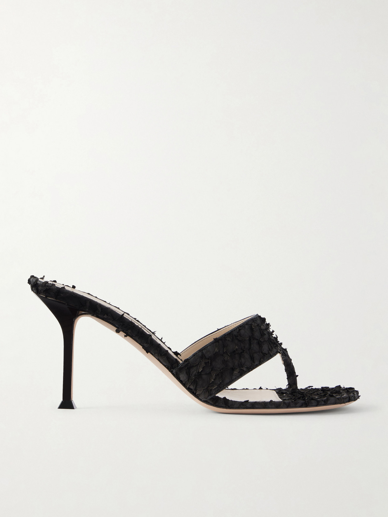Christen Helix 75 Leather Thong Sandals In Black
