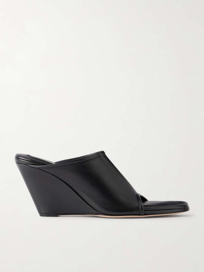 CHRISTEN 75 Stretch Leather Wedge Mules