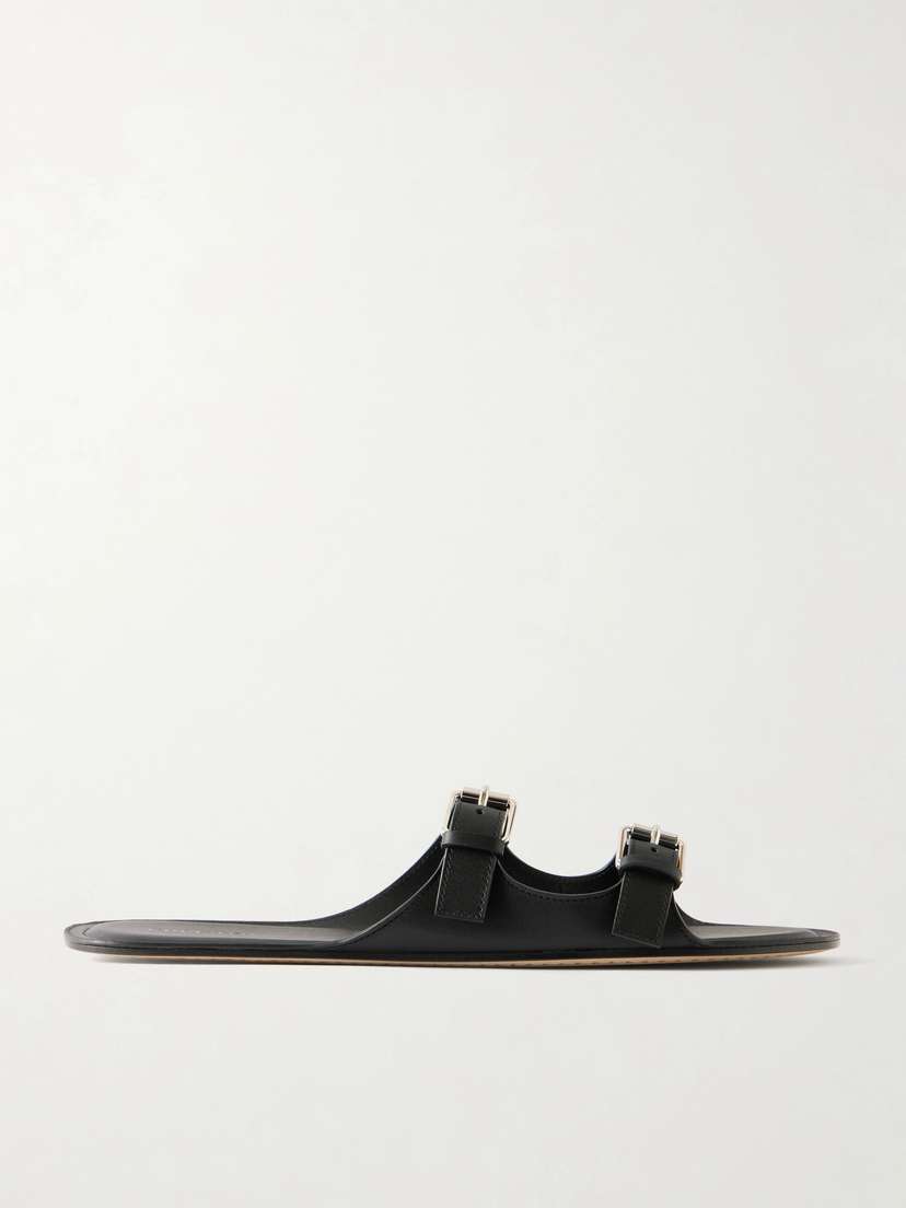 CHRISTEN Buckled Leather Flat Sandals