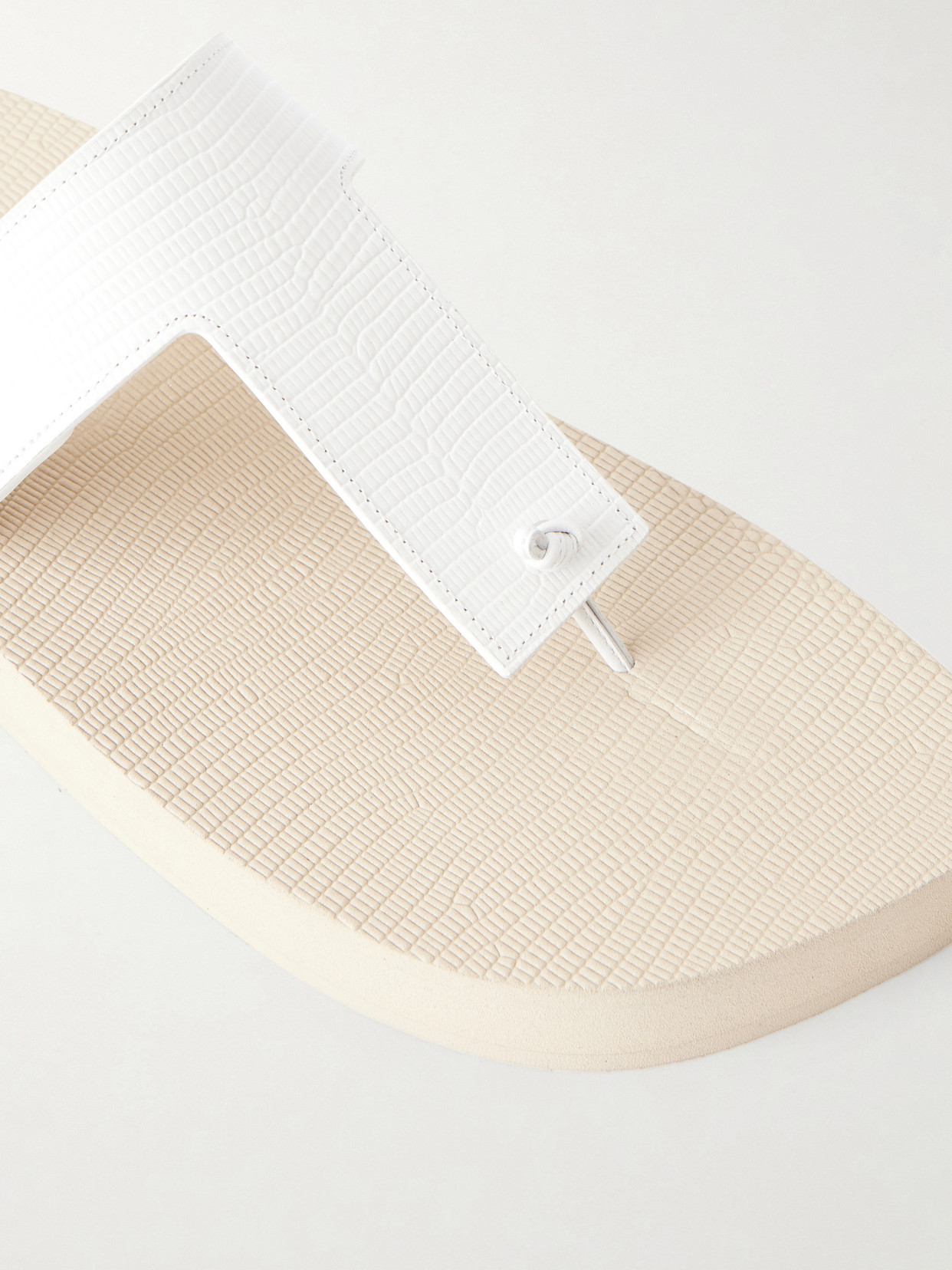 Edge Lizard-Effect Leather Flip Flops
